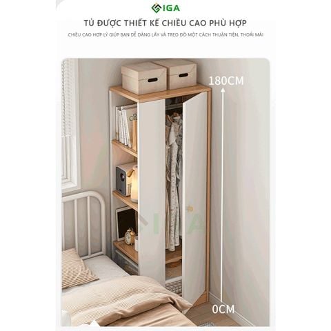 Tủ Quần Áo Đa Tầng Vân Gỗ Trắng - GP222.31 - Nội Thất IGA Việt Nam