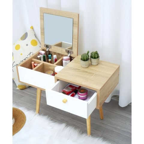 Bàn Phấn Trang Điểm Ngồi Bệt Gỗ MDF kèm gương và ngăn kéo tiện lợi - GP143