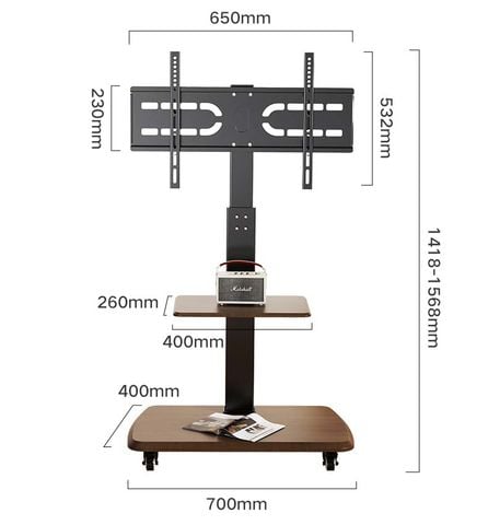 Kệ treo TV di động khung thép chống ghỉ loại nâng hạ - GM173.26 - Nội Thất IGA Việt Nam