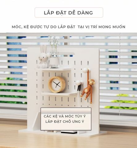 Bảng Pegboard Để Bàn Màu Trắng - Gọn Gàng, Thẩm Mỹ - IG417