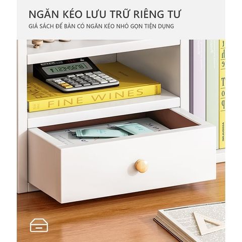 Kệ Sách Để Bàn Gỗ Công Nghiệp Đa Năng có Ngăn Kéo - GP176