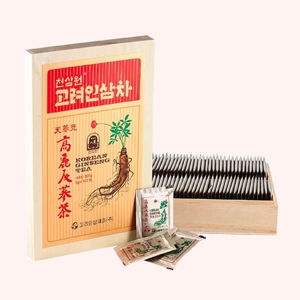  TRÀ SÂM HÀN QUỐC HỘP GỖ KOREAN GINSENG TEA 100 GÓI 