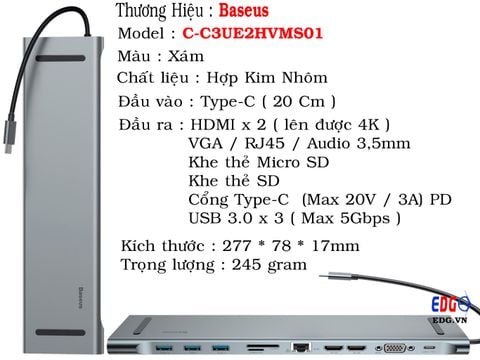 Baseus Dock Type-C HUB 11 in 1