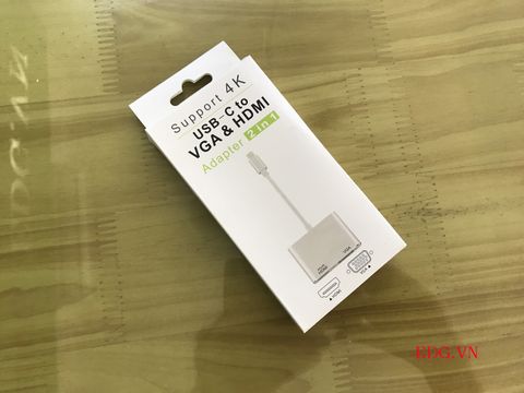 Cáp chuyển type-c to VGA + HDMI 4K