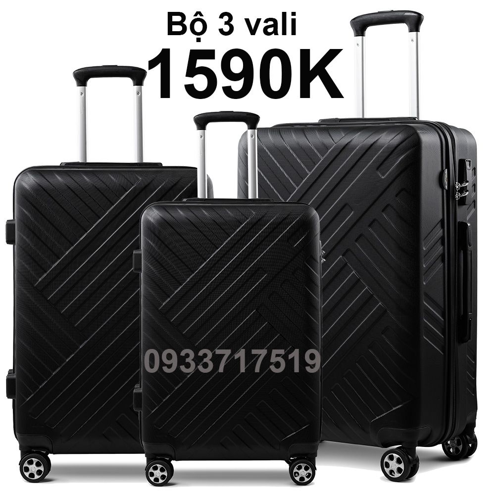 Bộ 3 Vali Chống Va Đập Tốt S528 Đen