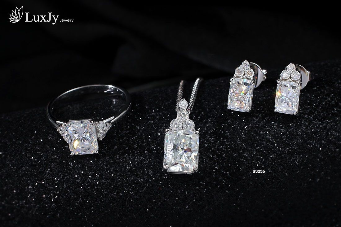 Bộ trang sức đính Kim cương Moissanite - S3235