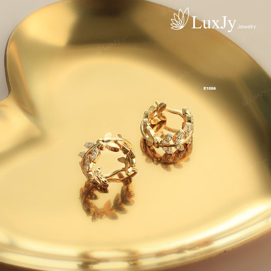 Hoa tai nữ đính Kim cương Moissanite - E1056