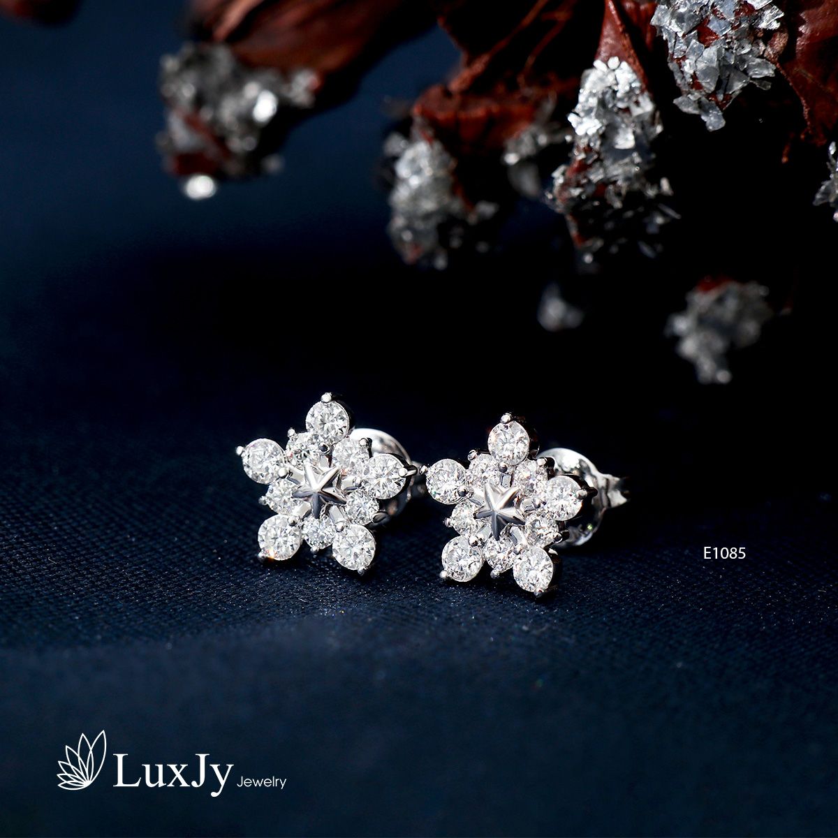 Hoa tai nữ đính Kim cương Moissanite - E1085