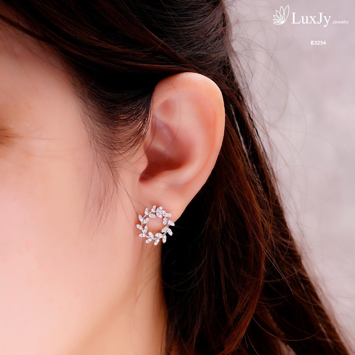 Hoa tai nữ đính Kim cương Moissanite R3254