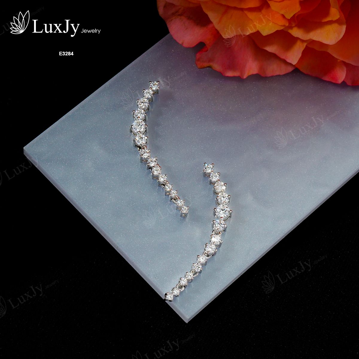 Hoa tai đính Kim cương Moissanite - E3284