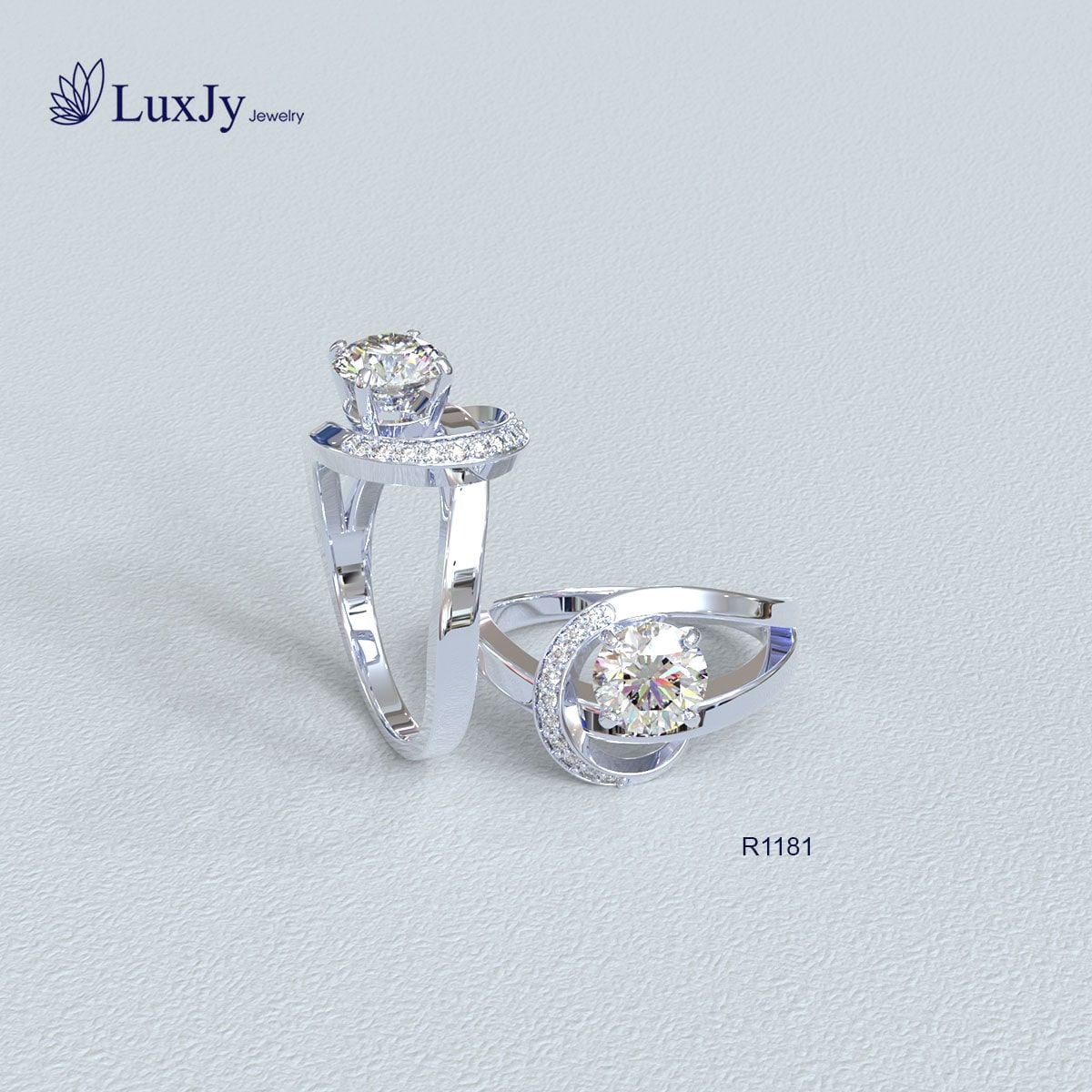 Nhẫn nữ đính Kim cương Moissanite - R1181