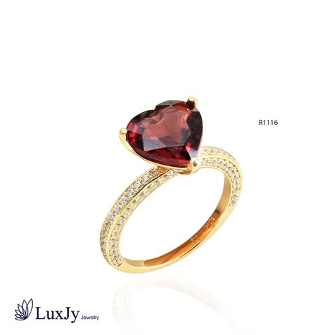  Nhẫn nữ đính đá Garnet - R1116 