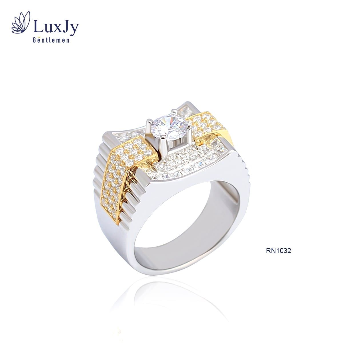 Nhẫn vàng Nam đính Kim cương Moissanite RN1032