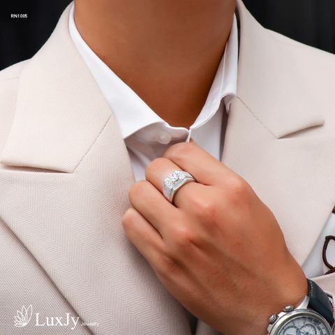  Nhẫn vàng Nam đính Kim cương Moissanite RN1005 