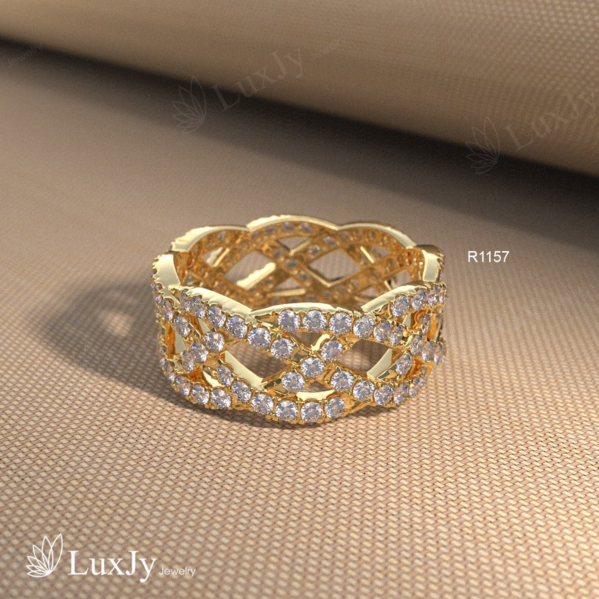 Nhẫn vàng nữ đính Kim cương Moissanite - R1157