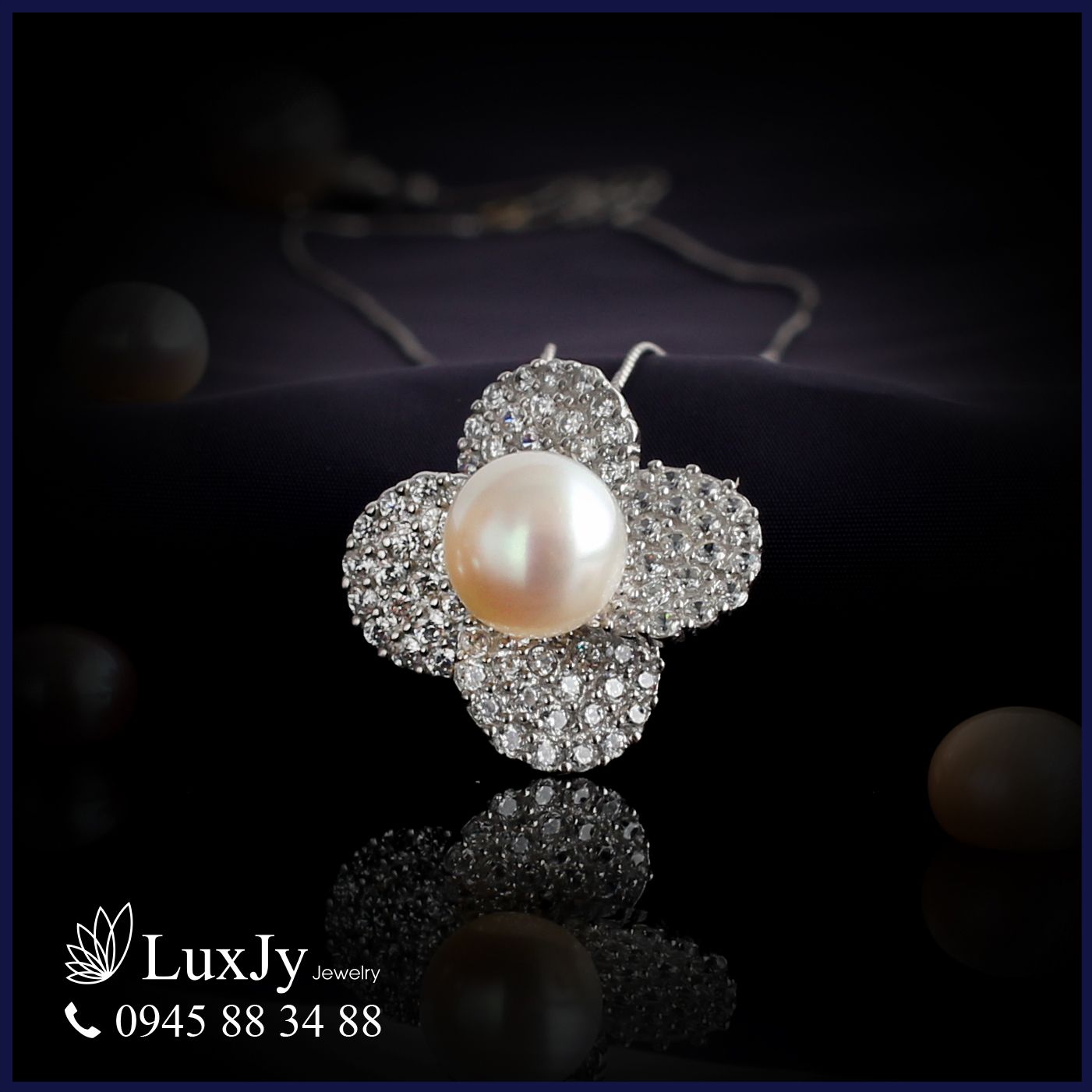 Mặt dây chuyền ngọc trai hình hoa - P2006