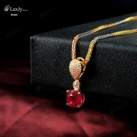  Mặt dây đính đá Ruby - P3151 