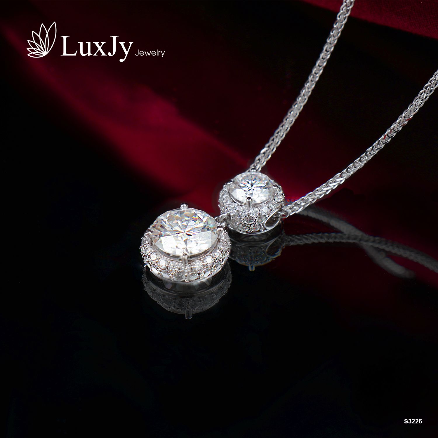 Mặt dây đính Kim cương Moissanite - P3226