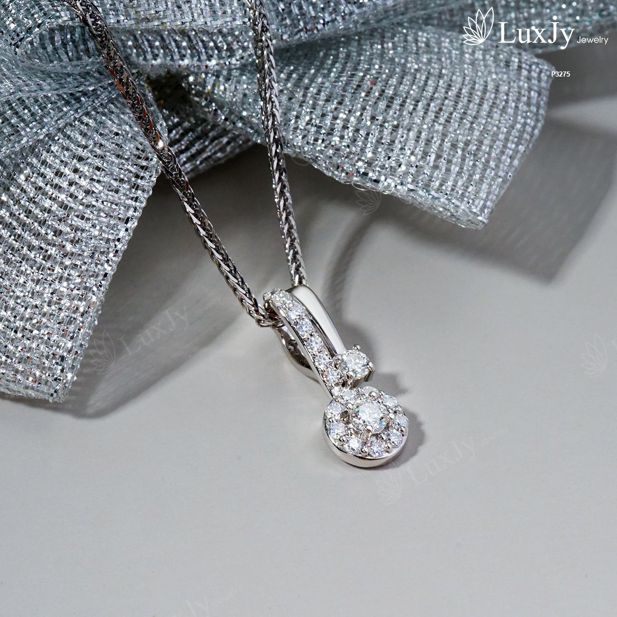 Mặt dây đính Kim cương Moissanite - P3275