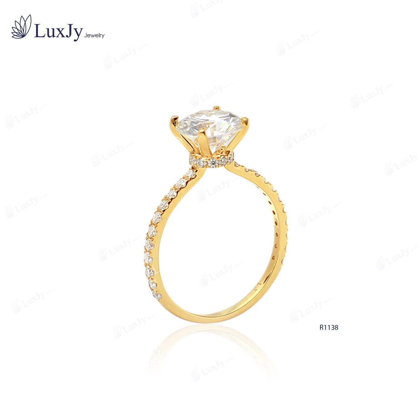 Nhẫn vàng nữ đính Kim cương Moissanite - R1138