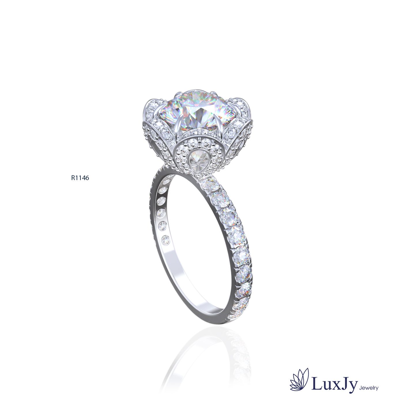 Nhẫn nữ đính Kim cương Moissanite - R1146