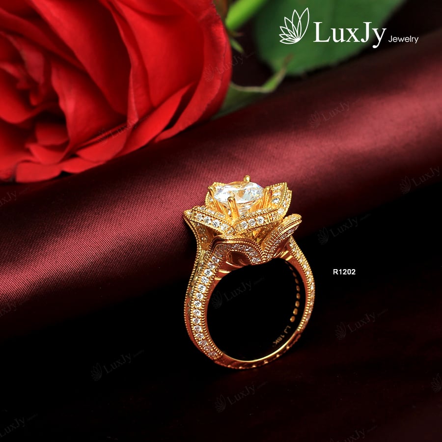 Nhẫn nữ đính Kim cương Moissanite - R1202