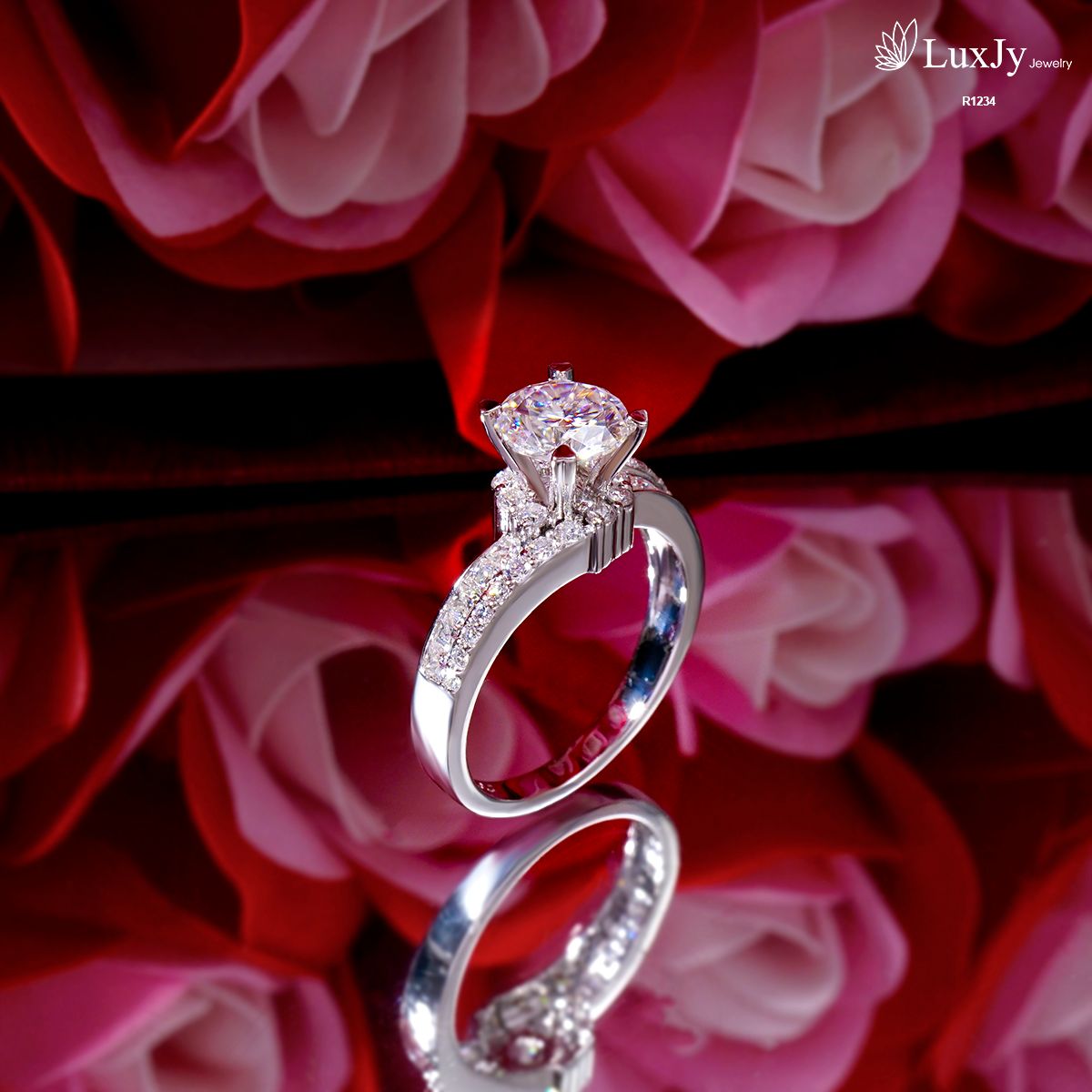 Nhẫn nữ đính Kim cương Moissanite - R1234