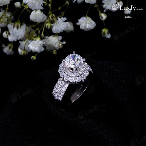  Nhẫn vàng nữ đính Kim cương Moissanite R1274 