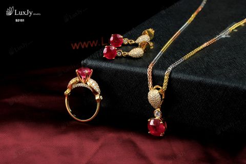  Bộ trang sức đính đá Ruby - S3151 