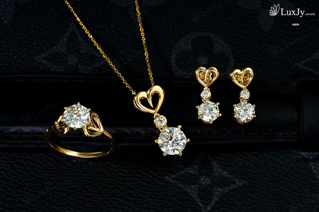 Bộ trang sức đính Kim cương Moissanite - S3278