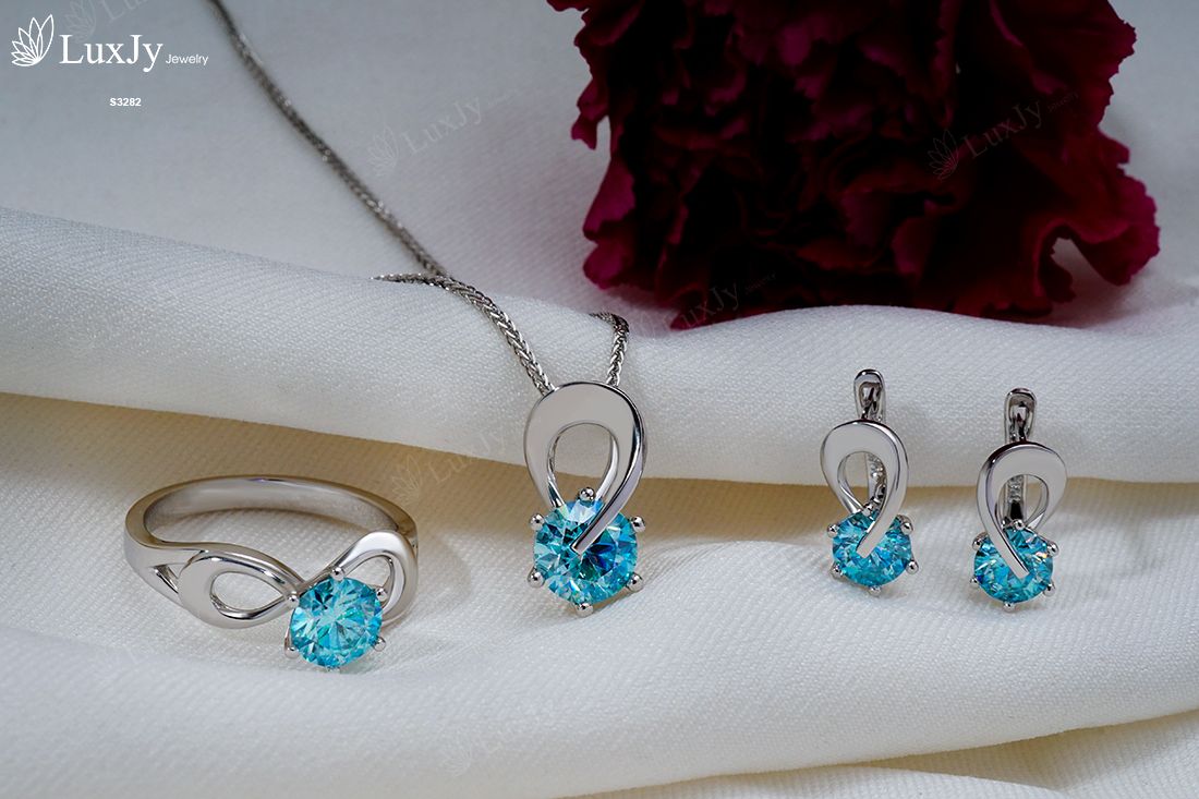 Bộ trang sức đính Kim cương Moissanite - S3282