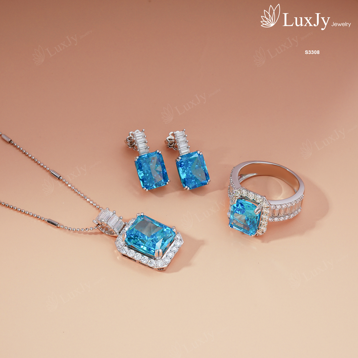 Bộ trang sức đính đá màu - S3308