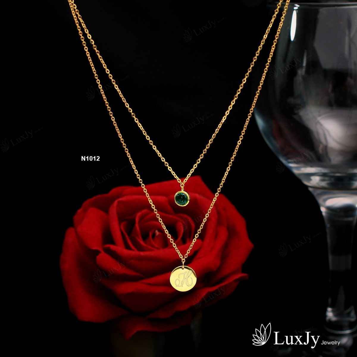 Vòng cổ vàng nữ đính đá màu N1012