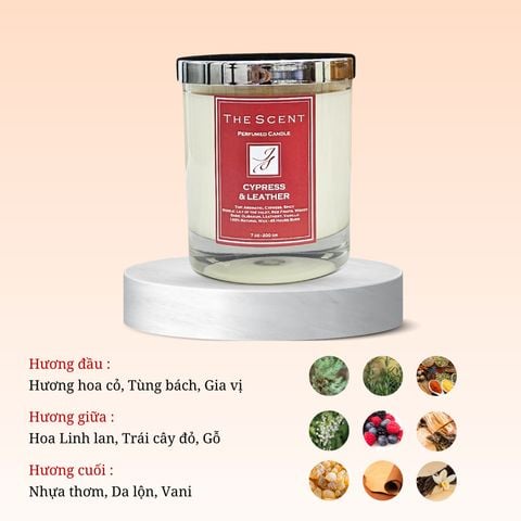 Nến thơm Cypress & Leather 1  - Nến Thơm cao cấp hương trái cây tươi mát, thư giãn, thơm phòng The Scent