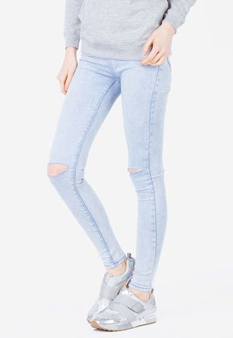 Quần skinny jeans rách New Look màu xanh jean nhạt