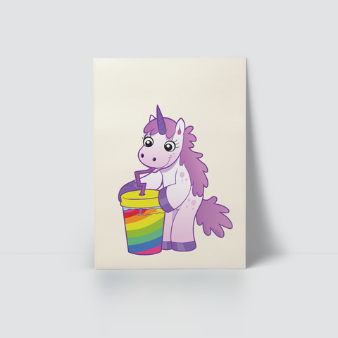 FUNNY UNICORN - DRINKING COFFEE