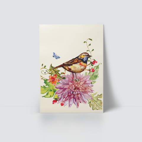 BIRDS AND FLOWER (PURPLE)