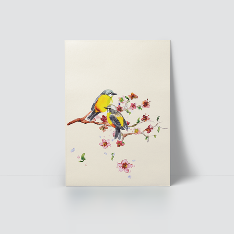 BIRDS AND FLOWER (YELLOW)