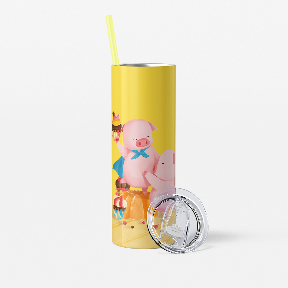 PIG COUPLE - EATING DESSERT