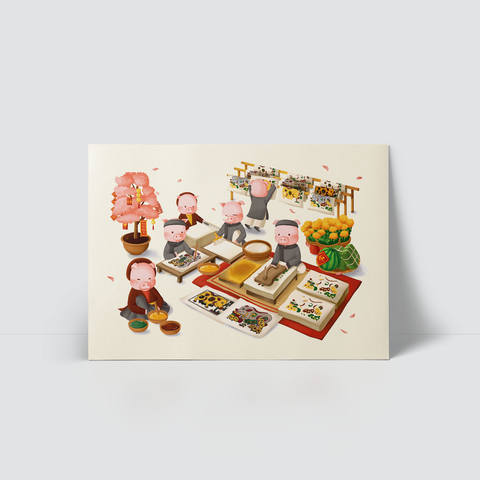 PIG PIG WORLD - TRANH HEO ĐÔNG HỒ