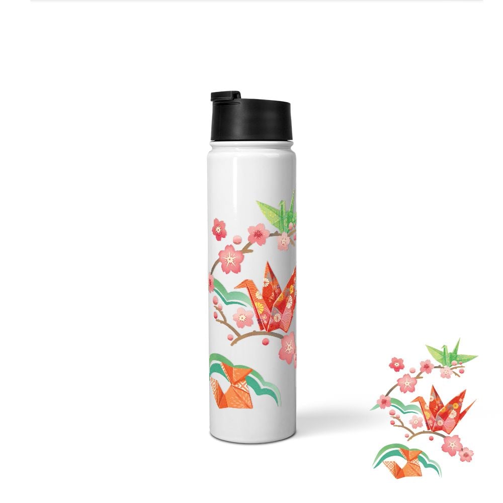 ORIGAMI CRANE - RESTING OVER SAKURA BRANCHES