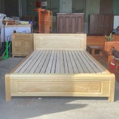 giường ngủ gỗ sồi chân cao