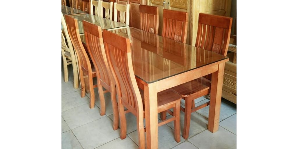 bộ bàn ăn khuôn tranh gỗ sồi