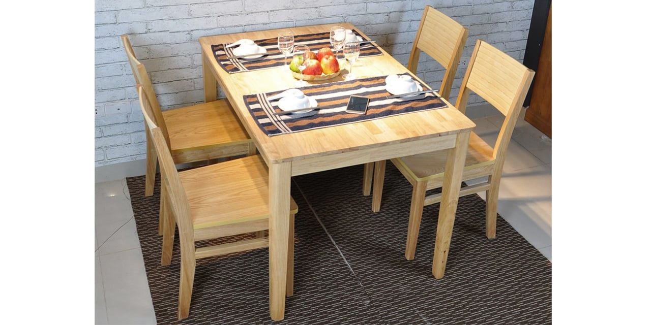 bộ bàn ăn cherry 4 ghế gỗ cao su – Nội thất mai lâm