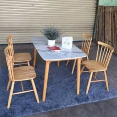 bộ bàn ăn pinstol 4 ghế gỗ cao su