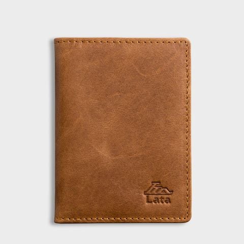 Ví nam da bò Lata (Thời trang nam đựng namecard nhỏ gọn - Ví da thật LVN74BN) màu bò nhạt