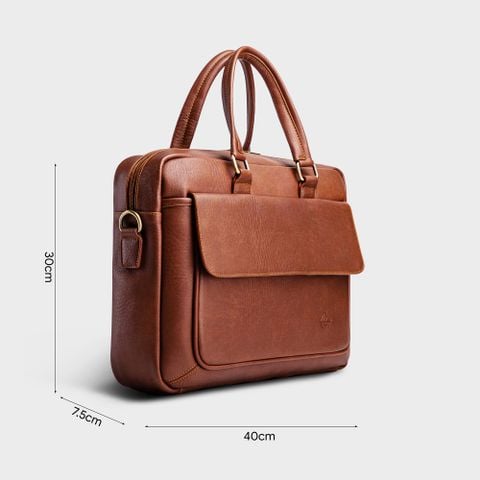 Cặp Công Sở Lata (Thời trang nam đựng laptop 14 inch - Cặp da CA23BD) màu bò đậm