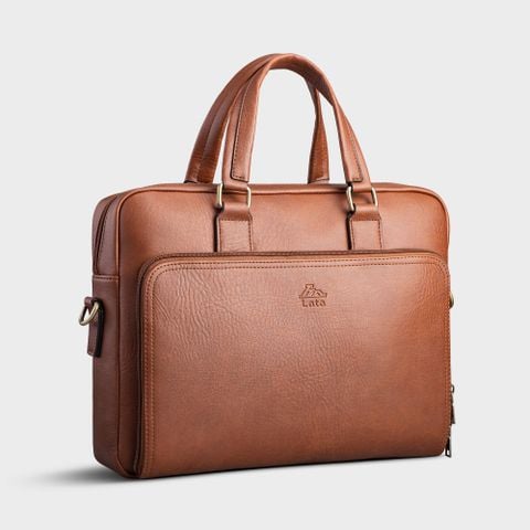 Cặp Công Sở Lata (Thời trang nam đựng laptop 14 inch - Cặp da CA32BD) màu bò đậm