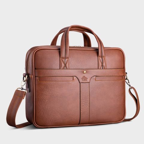 Cặp Công Sở Lata (Thời trang nam đựng laptop 14 inch - Cặp da CA34BD) màu bò đậm