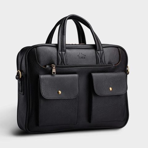 Cặp Công Sở Lata (Thời trang nam đựng vừa laptop 14 inch - Cặp da CA25D) màu đen